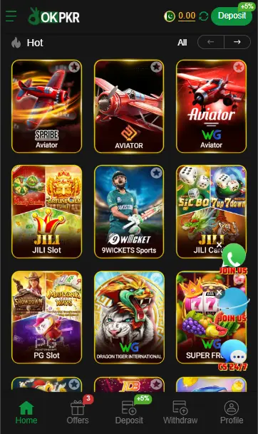 okpkr game app interface