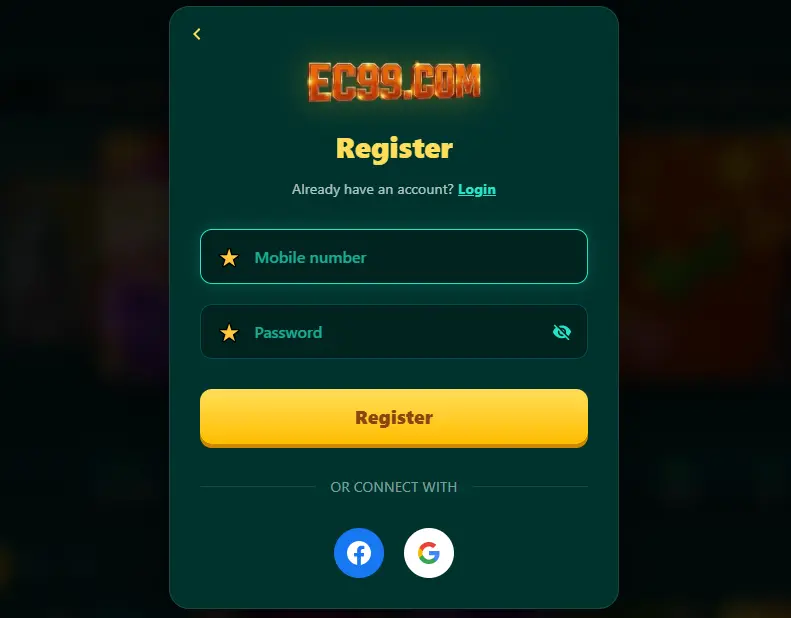 ec 99 game app registration methods