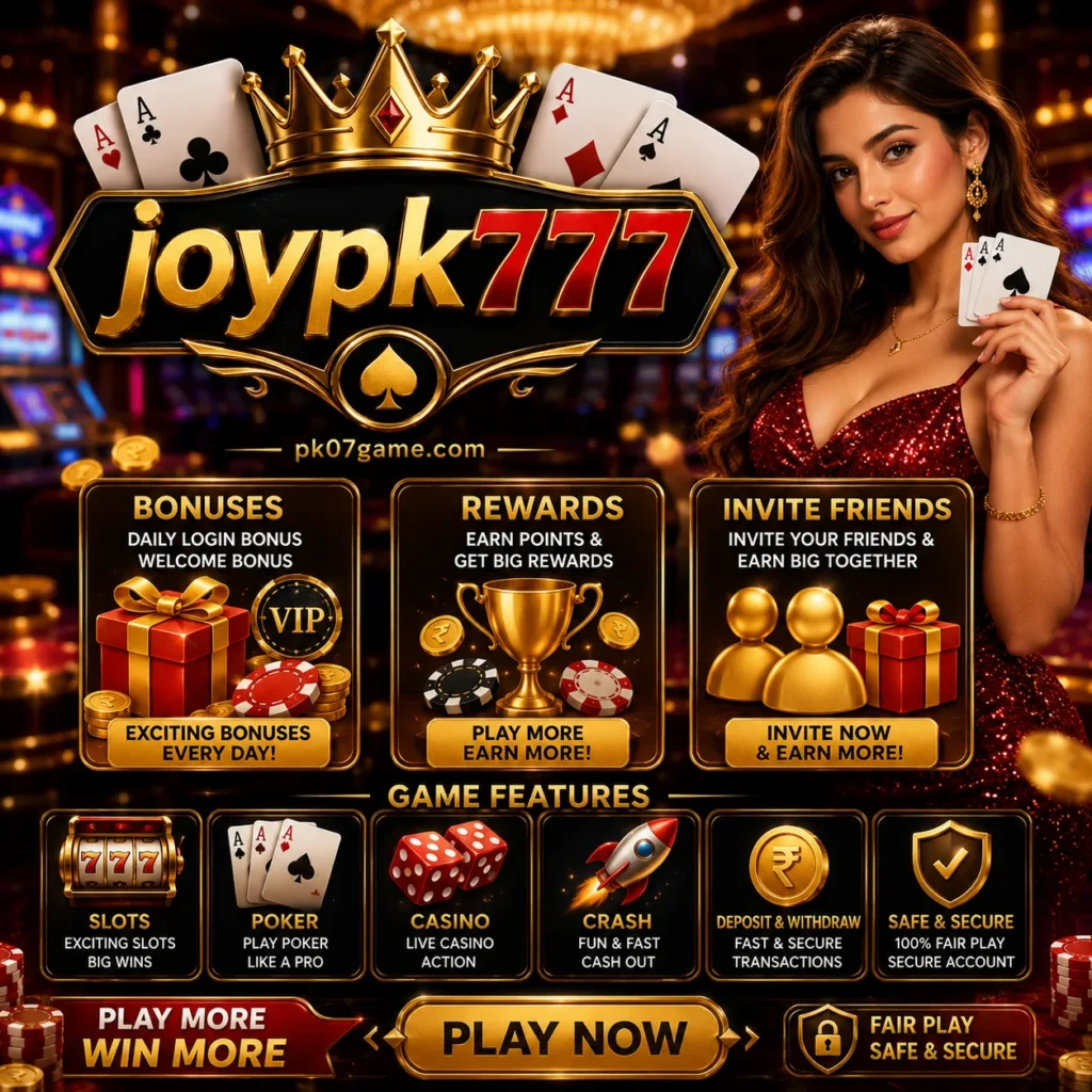 Joypk777 game offering bonuses, rewards, invite friends to earn more